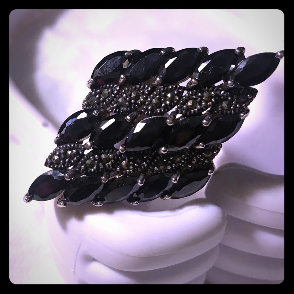 Black Onyx Cluster Ring